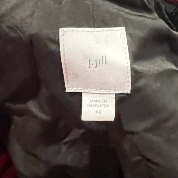 J. Jill Womens Peacoat Jacket Plaid Button Front Wool Collared Red/Black Size XS - Picture 3 of 9